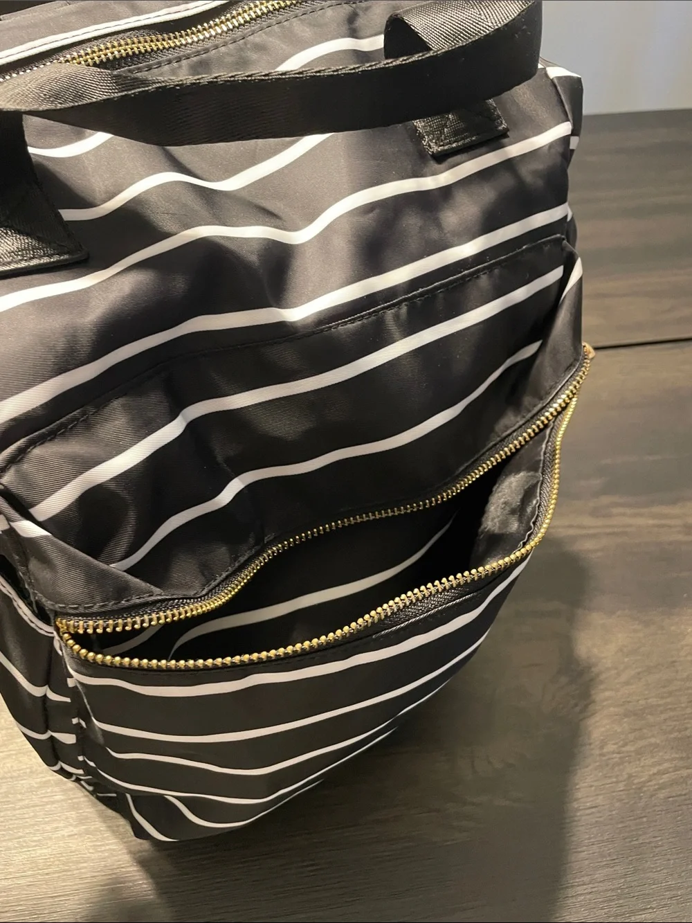 a new day Black and White Striped Backpack